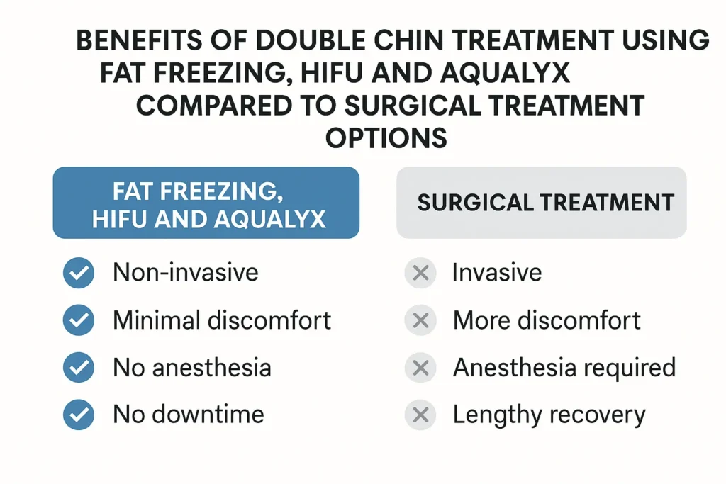 Graphic about the benefits of double chin treatment Solihull Lodge - from LA LIPO