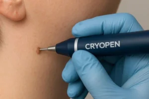 Person receiving skin tag removal Solihull Lodge